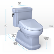 TOTO MW9744724CEFG#01 WASHLET+ Eco Guinevere Elongated 1.28 GPF Universal Height Toilet with S7 Classic Bidet Seat, Cotton White - view 2