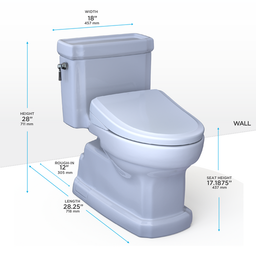 TOTO MW9744724CEFG#01 WASHLET+ Eco Guinevere Elongated 1.28 GPF Universal Height Toilet with S7 Classic Bidet Seat, Cotton White - view 2