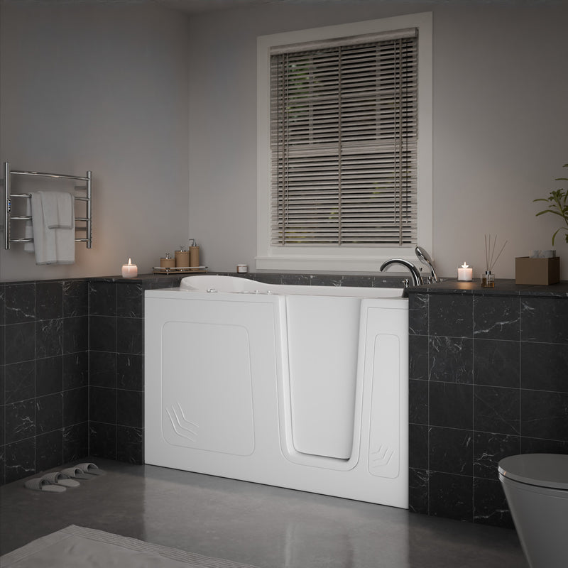 Meditub A3260RWH Collection 32 x 60 Whirlpool Jetted Bathtub with Right Drain in White with Powered Fast Drain lifestyle
