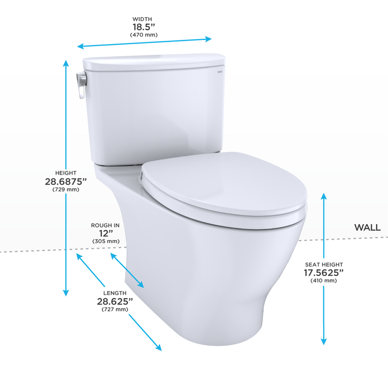 TOTO MS442124CUFG#01 Nexus 1G Two-Piece Elongated 1.0 GPF Universal Height Toilet with CEFIONTECT and SS124 SoftClose Seat, WASHLET+ Ready, Cotton White - view 2
