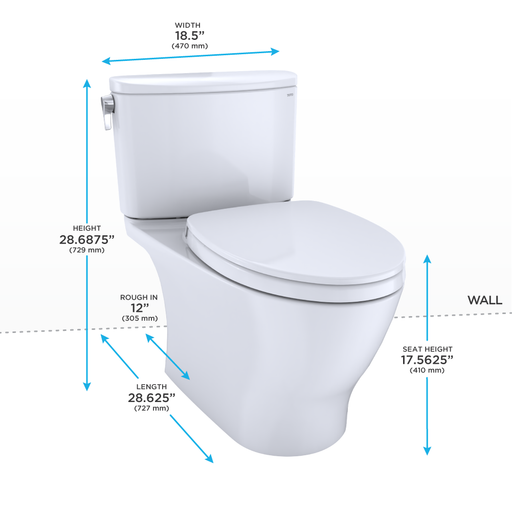 TOTO MS442124CUFG#01 Nexus 1G Two-Piece Elongated 1.0 GPF Universal Height Toilet with CEFIONTECT and SS124 SoftClose Seat, WASHLET+ Ready, Cotton White - view 2