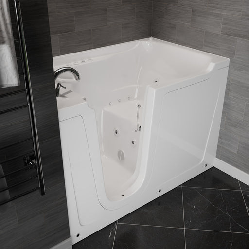 Meditub A3660LWD Collection 36 x 60 Left Side Drain Combination Jetted Bathtub in White with Powered Fast Drain