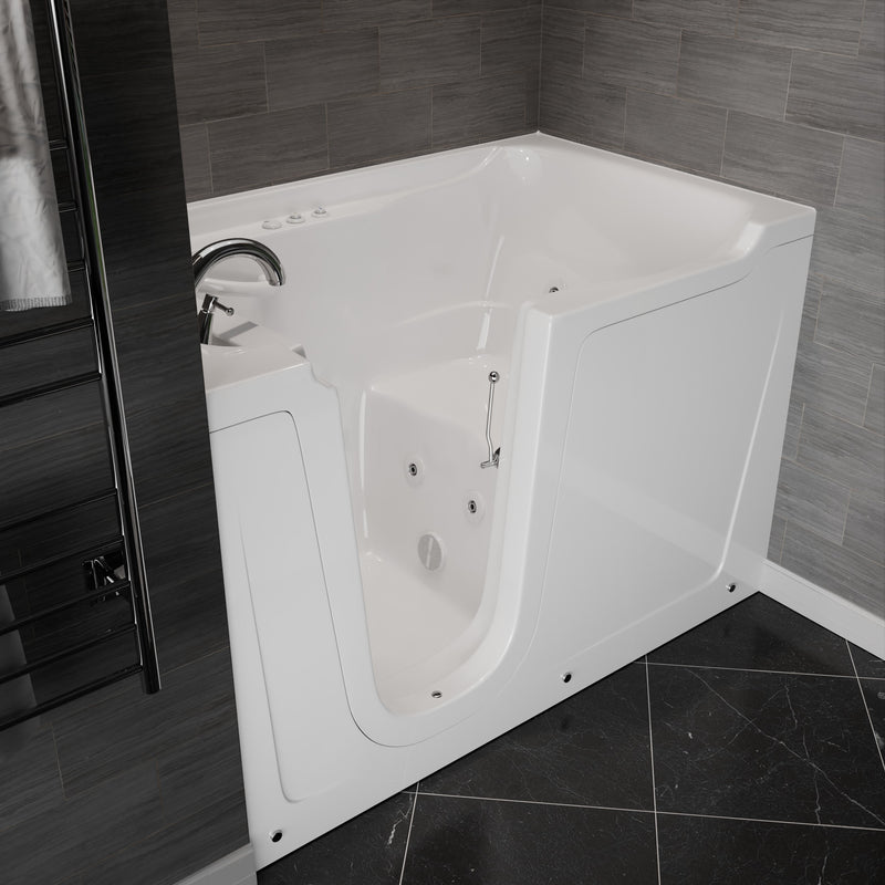 Meditub A3660LWH Collection 36 x 60 Whirlpool Jetted Bathtub with Left Drain in White with Powered Fast Drain