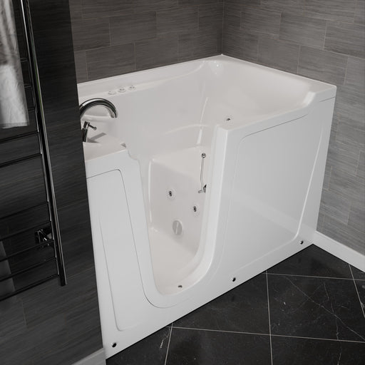 Meditub A3660LWH Collection 36 x 60 Whirlpool Jetted Bathtub with Left Drain in White with Powered Fast Drain