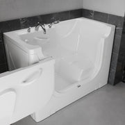 Meditub A3060WCALWS Collection 30 x 60 Left Side Drain Soaker Jetted Bathtub in White with Fast Filling Faucet Set