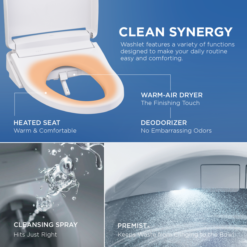 TOTO MW4724726CEFGA#01 Glaston WASHLET+ S7 Two-Piece Elongated 1.28 GPF Auto Flush Universal Height Toilet with CEFIONTECT, Cotton White - view 3