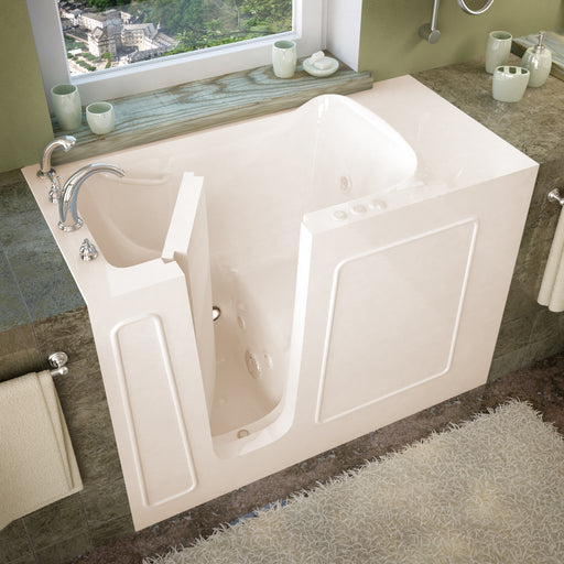 Meditub A2653LBH Walk-In 26 x 53 Left Drain Biscuit Whirlpool Jetted Walk-In Bathtub
