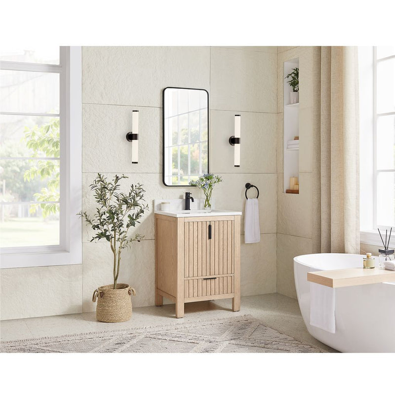 Vinnova 704224-AN-GW Shenzhen 24" Single Sink Bath Vanity in Aged Natural Oak