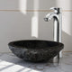 Karval Polished Black Granite Vessel Sink - Chiseled Exterior