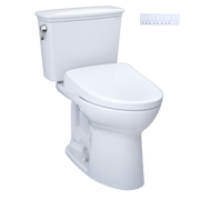 TOTO MW7864726CEFG#01 Drake Transitional WASHLET+ Two-Piece Elongated 1.28 GPF Universal Height TORNADO FLUSH Toilet with S7 Contemporary Bidet Seat, Cotton White