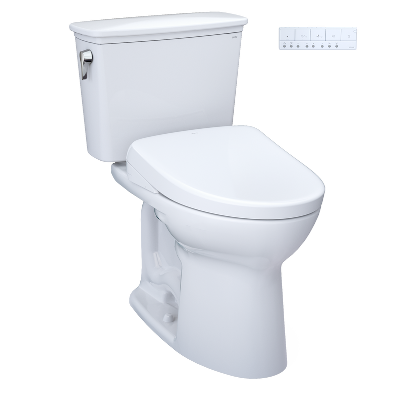 TOTO MW7864736CEGA#01 Drake Transitional WASHLET+ Two-Piece Elongated 1.28 GPF TORNADO FLUSH Toilet and S7A Contemporary Bidet Seat with Auto Flush, Cotton White