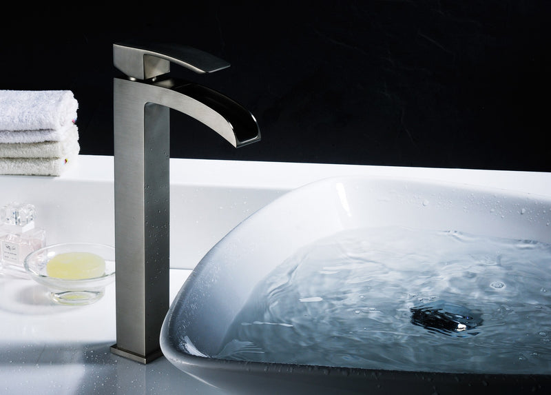 Anzzi L-AZ097MK Key Series 1-Handle Lever Mid-Arc Single Hole Brass Vessel Sink Faucet Brushed Nickel - view 10