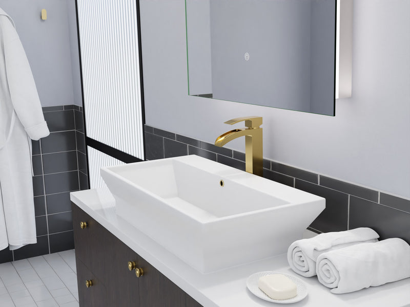 Anzzi L-AZ097MK Key Series 1-Handle Lever Mid-Arc Single Hole Brass Vessel Sink Faucet Brushed Gold - view 4