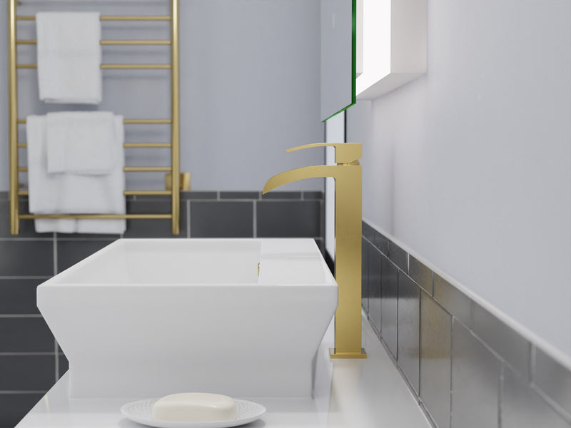 Anzzi L-AZ097MK Key Series 1-Handle Lever Mid-Arc Single Hole Brass Vessel Sink Faucet Brushed Gold - view 5