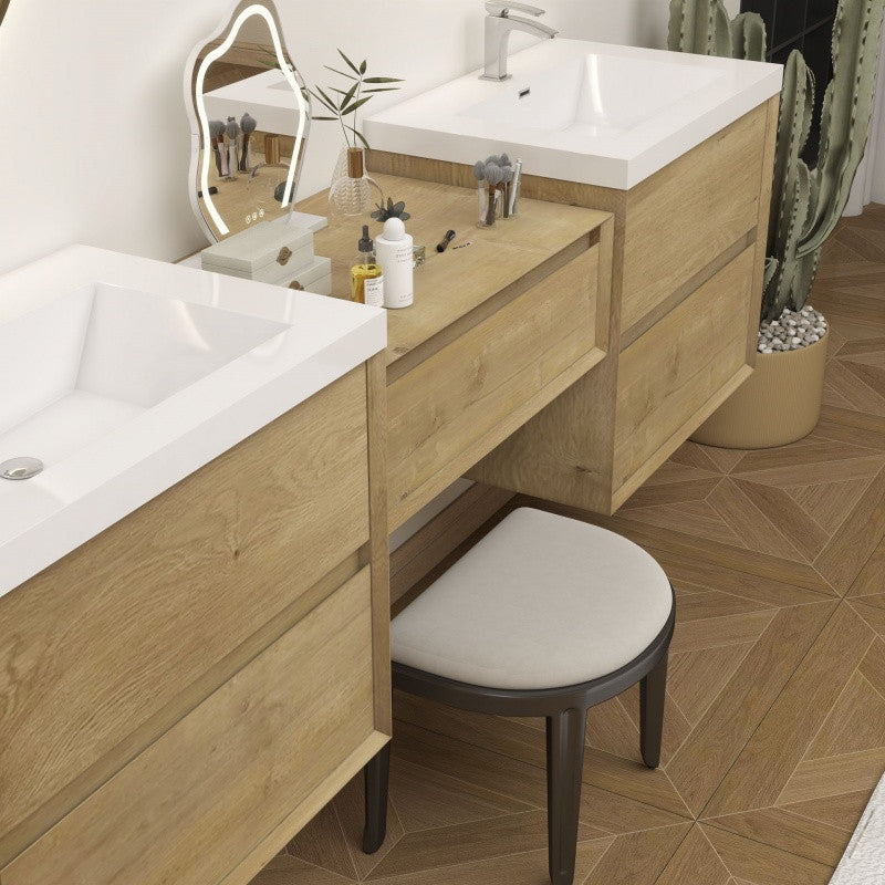 Moreno Bath SLIM17-36+36+36 Kingdee 108" Floating Vanity & Makeup Table Set (36+36+36)