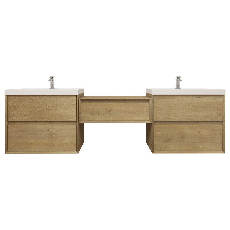 Moreno Bath SLIM17-36+36+36 Kingdee 108" Floating Vanity & Makeup Table Set (36+36+36)