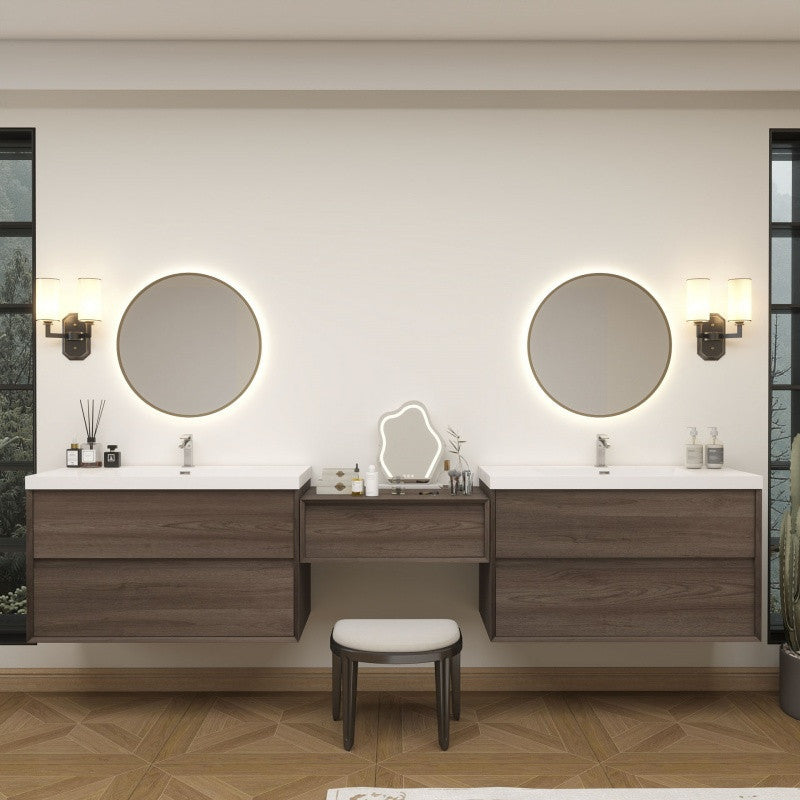 Moreno Bath SLIM17-42+30+42 Kingdee 114" Floating Vanity & Makeup Table Set (42+30+42)