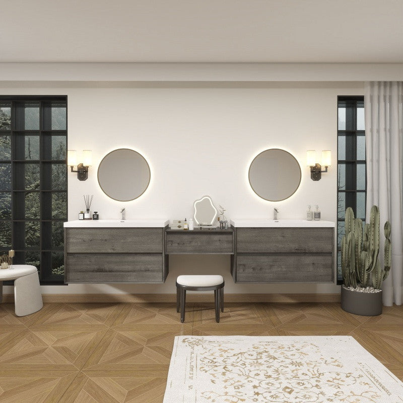Moreno Bath SLIM17-42+30+42 Kingdee 114" Floating Vanity & Makeup Table Set (42+30+42)