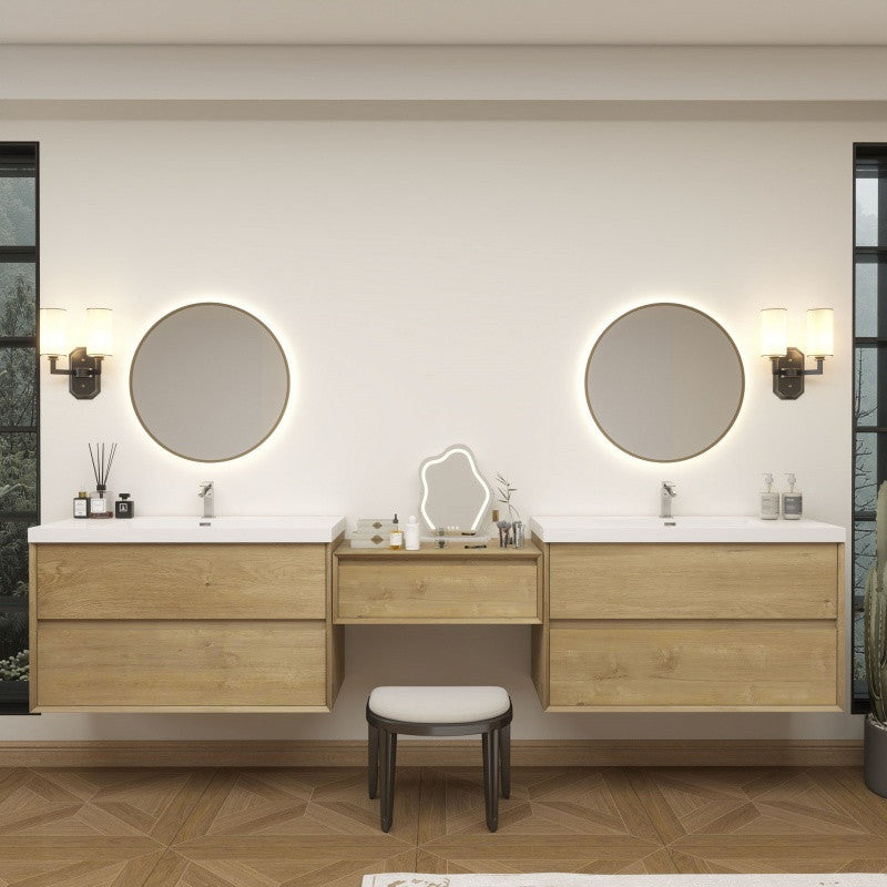 Moreno Bath SLIM17-42+30+42 Kingdee 114" Floating Vanity & Makeup Table Set (42+30+42)