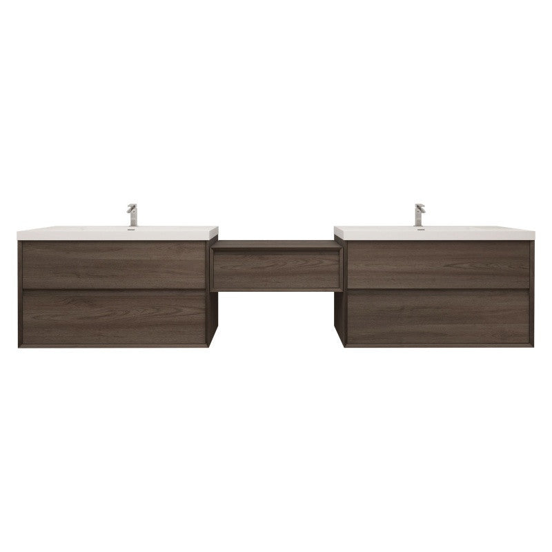 Moreno Bath SLIM17-42+30+42 Kingdee 114" Floating Vanity & Makeup Table Set (42+30+42)