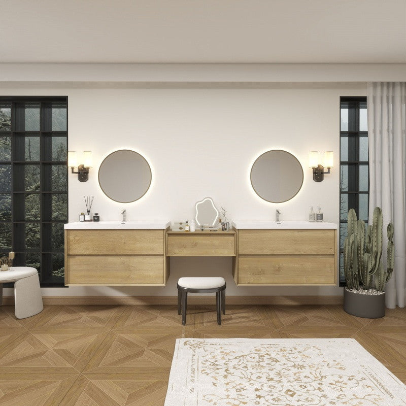Moreno Bath SLIM17-42+30+42 Kingdee 114" Floating Vanity & Makeup Table Set (42+30+42)
