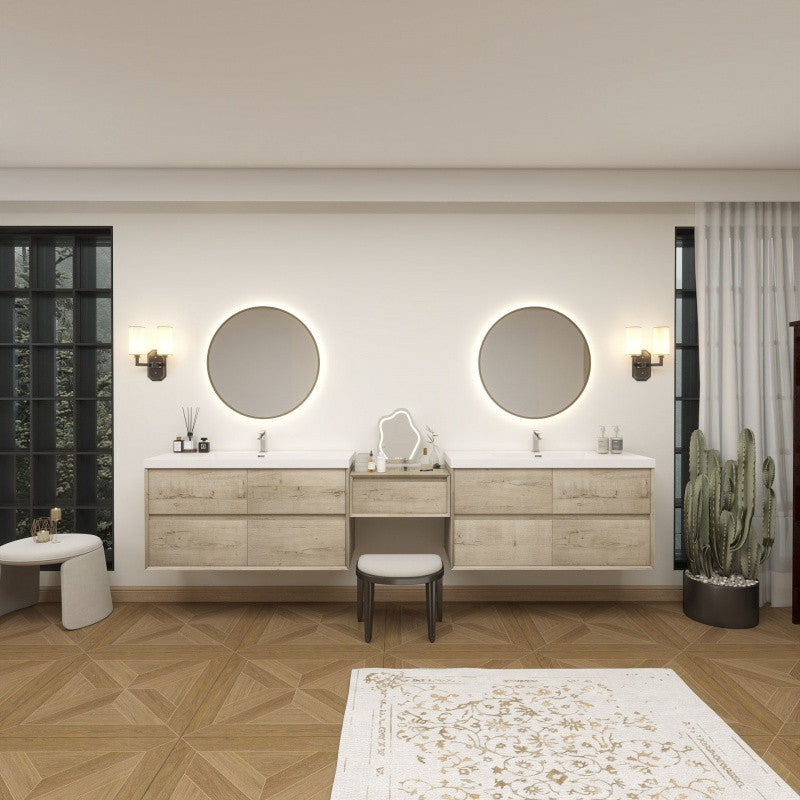 Moreno Bath SLIM17-48+24+48 Kingdee 120" Floating Vanity & Makeup Table Set (48+24+48)