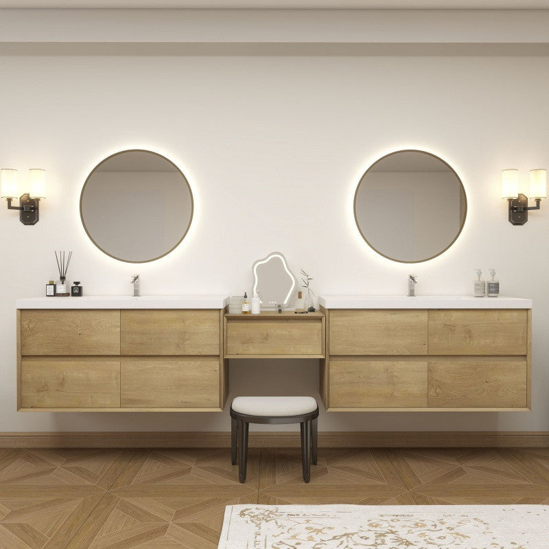 Moreno Bath SLIM17-48+24+48 Kingdee 120" Floating Vanity & Makeup Table Set (48+24+48)