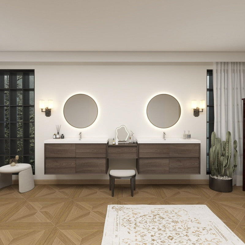 Moreno Bath SLIM17-48+24+48 Kingdee 120" Floating Vanity & Makeup Table Set (48+24+48)