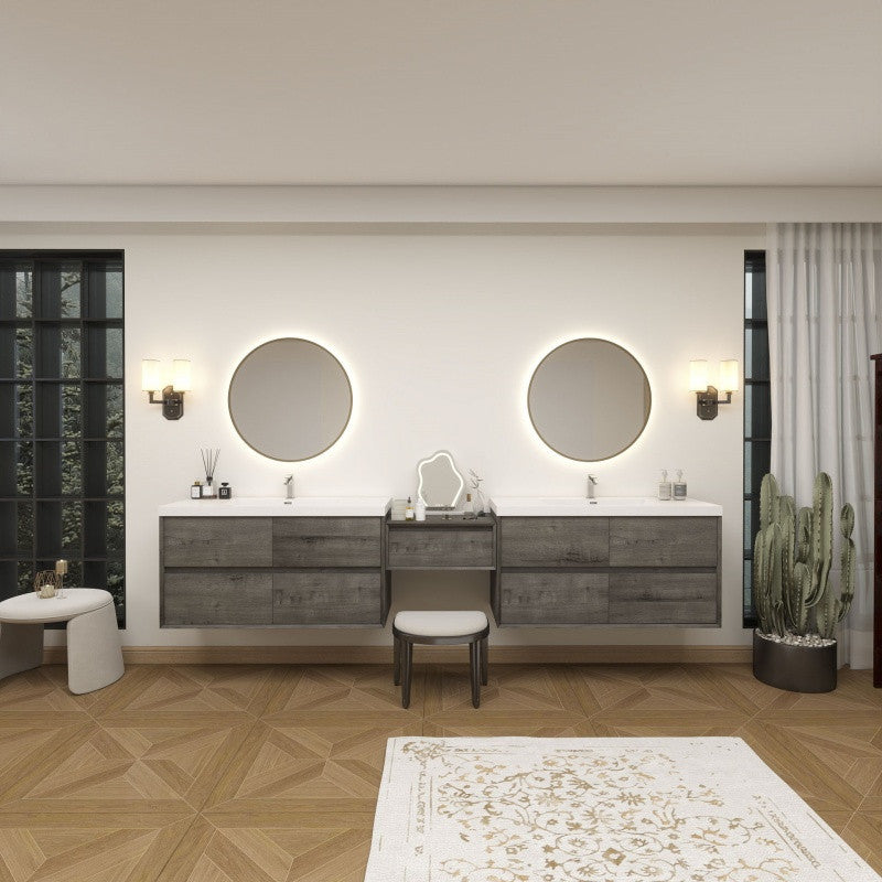 Moreno Bath SLIM17-48+24+48 Kingdee 120" Floating Vanity & Makeup Table Set (48+24+48)