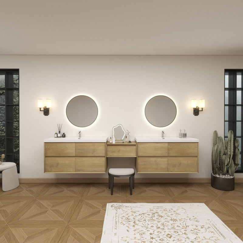 Moreno Bath SLIM17-48+24+48 Kingdee 120" Floating Vanity & Makeup Table Set (48+24+48)