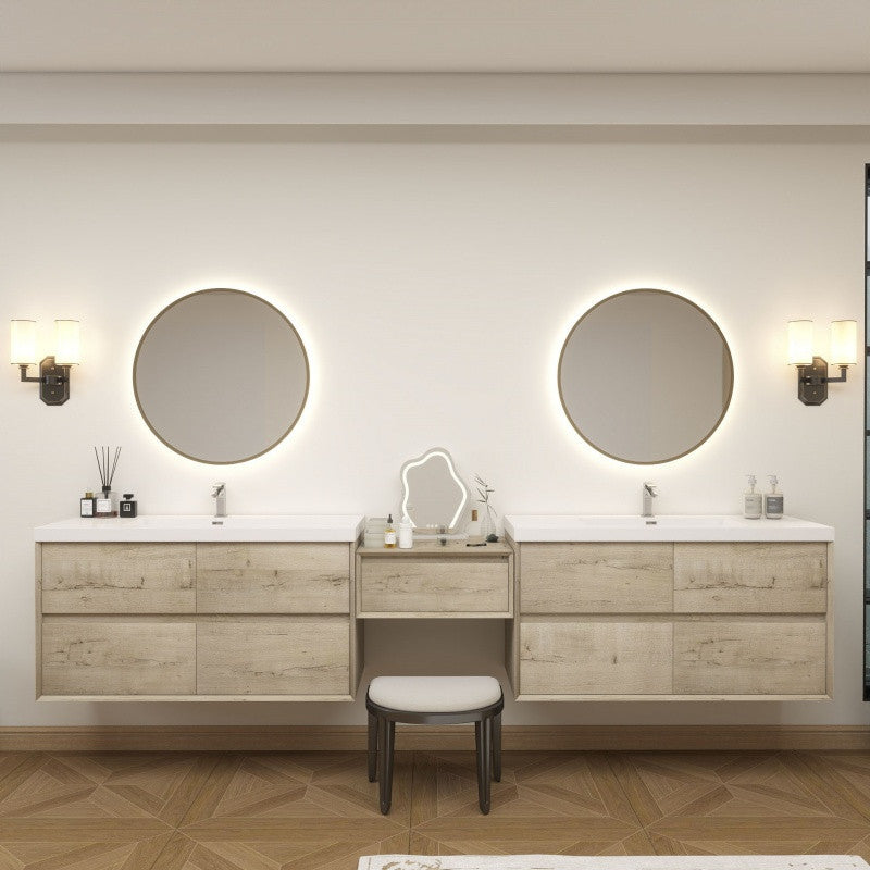 Moreno Bath SLIM17-48+24+48 Kingdee 120" Floating Vanity & Makeup Table Set (48+24+48)