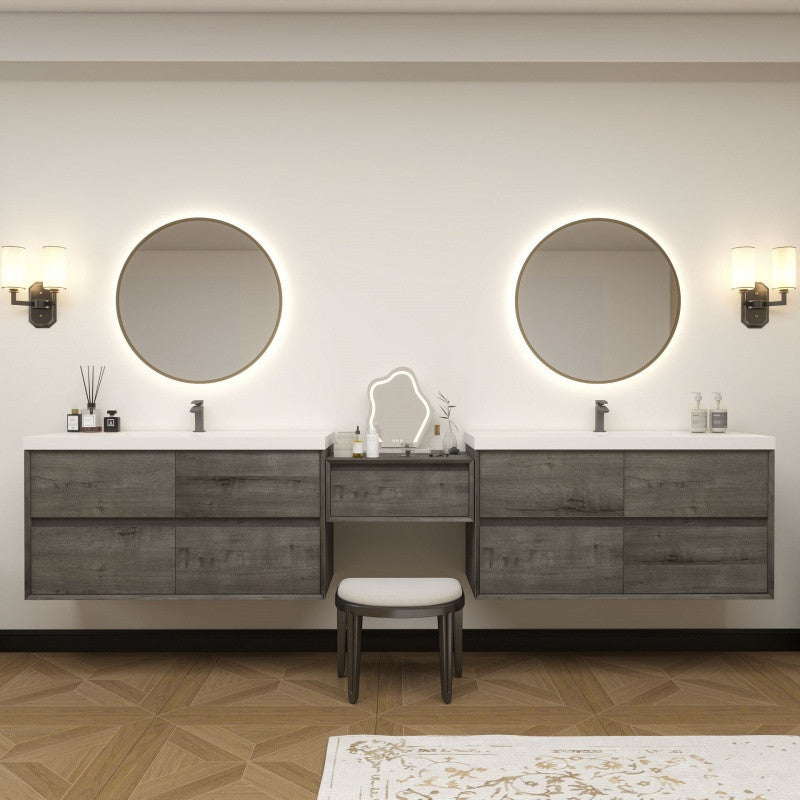 Moreno Bath SLIM17-48+24+48 Kingdee 120" Floating Vanity & Makeup Table Set (48+24+48)