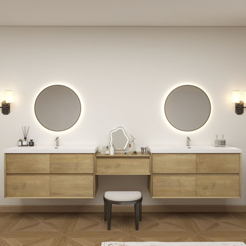 Moreno Bath SLIM17-48+30+48 Kingdee 126" Floating Vanity & Makeup Table Set (48+30+48)