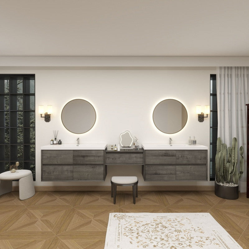 Moreno Bath SLIM17-48+30+48 Kingdee 126" Floating Vanity & Makeup Table Set (48+30+48)