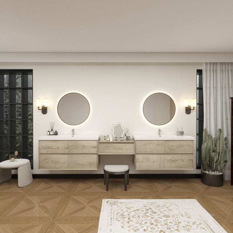 Moreno Bath SLIM17-48+30+48 Kingdee 126" Floating Vanity & Makeup Table Set (48+30+48)