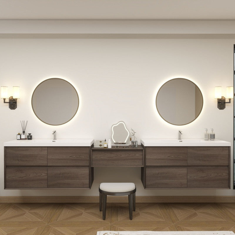 Moreno Bath SLIM17-48+30+48 Kingdee 126" Floating Vanity & Makeup Table Set (48+30+48)