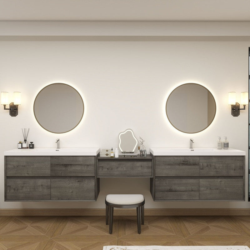 Moreno Bath SLIM17-48+30+48 Kingdee 126" Floating Vanity & Makeup Table Set (48+30+48)