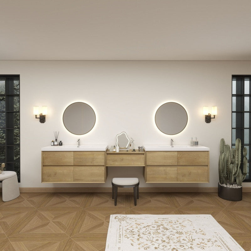 Moreno Bath SLIM17-48+30+48 Kingdee 126" Floating Vanity & Makeup Table Set (48+30+48)