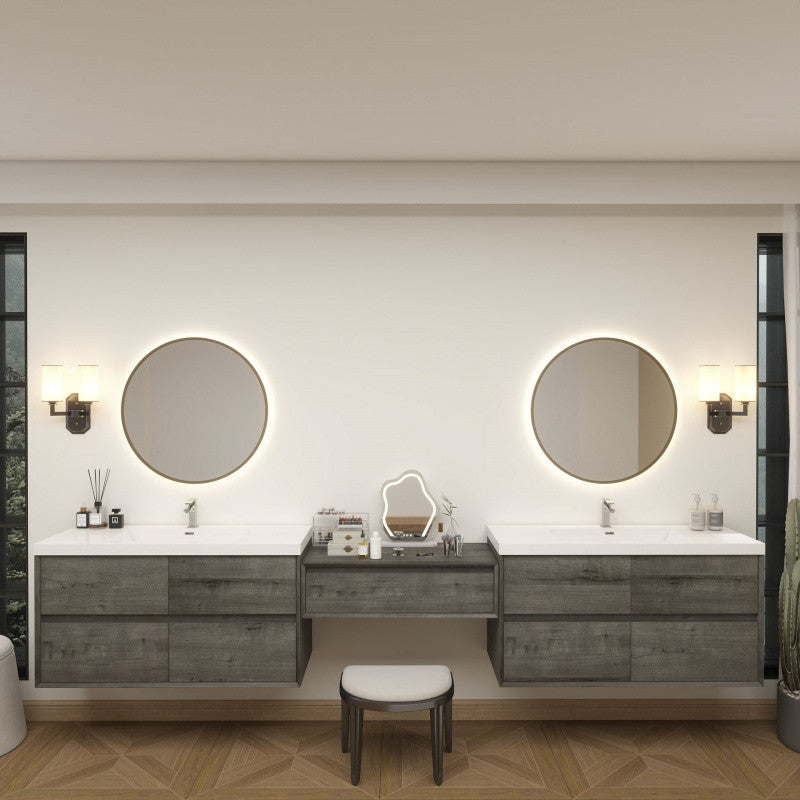 Moreno Bath SLIM17-48+36+48 Kingdee 132" Floating Vanity & Makeup Table Set (48+36+48)