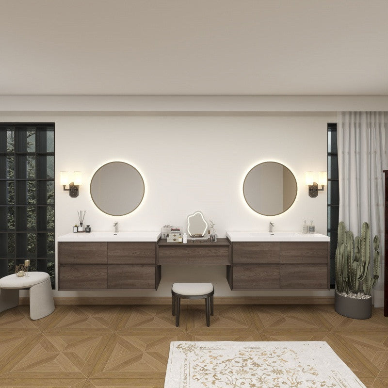 Moreno Bath SLIM17-48+36+48 Kingdee 132" Floating Vanity & Makeup Table Set (48+36+48)