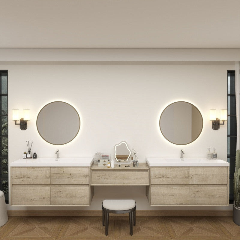 Moreno Bath SLIM17-48+36+48 Kingdee 132" Floating Vanity & Makeup Table Set (48+36+48)