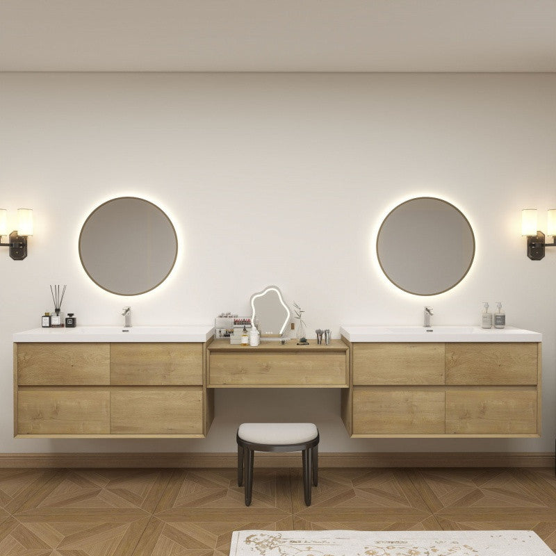 Moreno Bath SLIM17-48+36+48 Kingdee 132" Floating Vanity & Makeup Table Set (48+36+48)