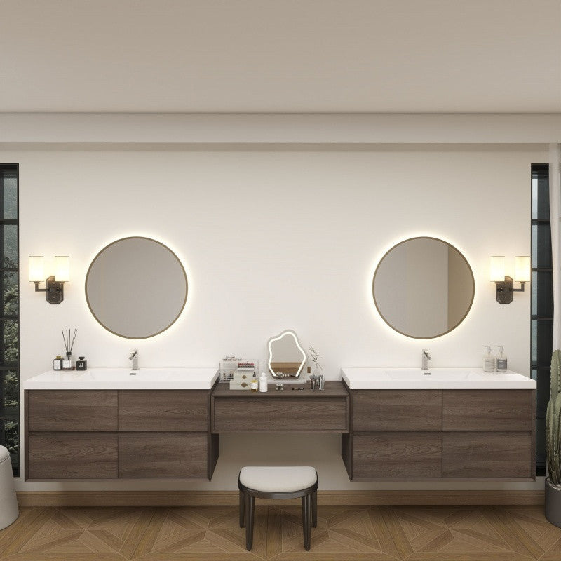 Moreno Bath SLIM17-48+36+48 Kingdee 132" Floating Vanity & Makeup Table Set (48+36+48)