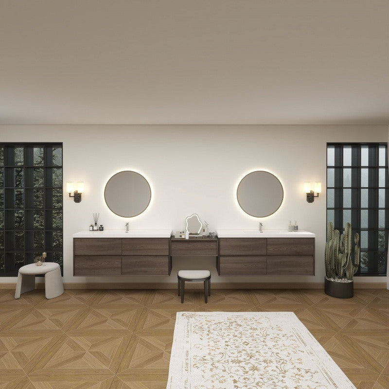 Moreno Bath SLIM17-60S+30+60S Kingdee 150" Floating Vanity & Makeup Table Set (60+30+60)