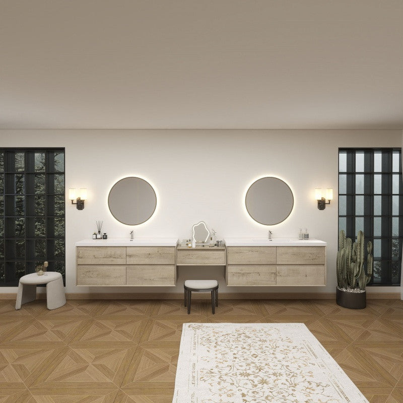 Moreno Bath SLIM17-60S+30+60S Kingdee 150" Floating Vanity & Makeup Table Set (60+30+60)