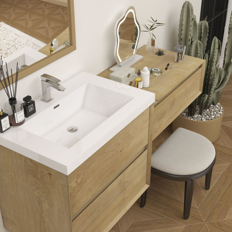 Moreno Bath SLIM17-24-24 Kingdee 48" Floating Vanity & Makeup Table Set (24+24)