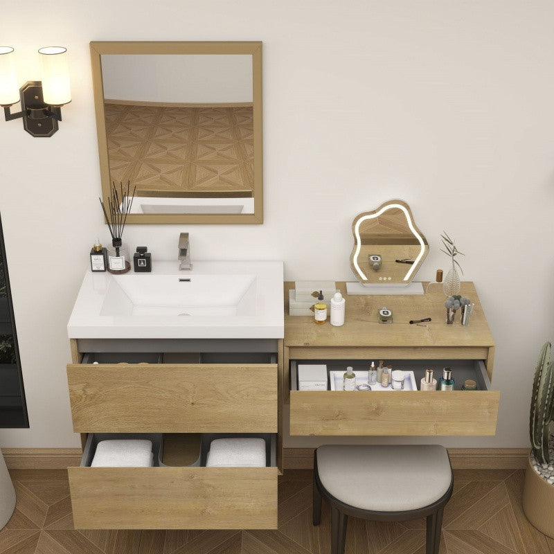 Moreno Bath SLIM17-24-24 Kingdee 48" Floating Vanity & Makeup Table Set (24+24)