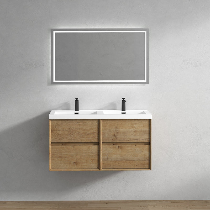 Moreno Bath SLIM48-DD Kingdee 48" Floating Double Bathroom Vanity With Acrylic Double Sink Top