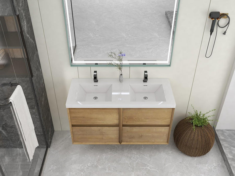 Moreno Bath SLIM48-DD Kingdee 48" Floating Double Bathroom Vanity With Acrylic Double Sink Top