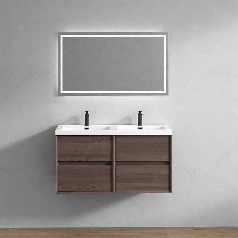 Moreno Bath SLIM48-DD Kingdee 48" Floating Double Bathroom Vanity With Acrylic Double Sink Top